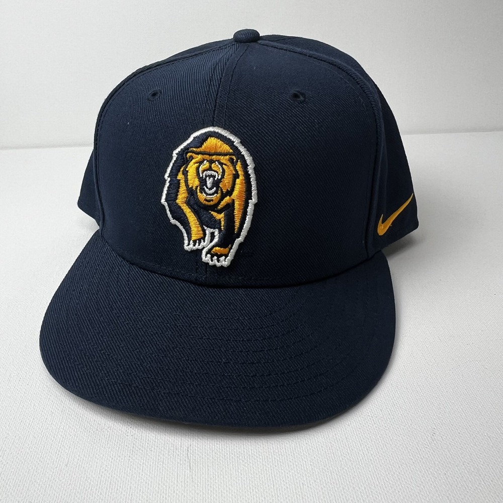 Nike True Cal Bears Snapback Hat Navy Blue Yellow Flat Brim One Size - Picture 7 of 7